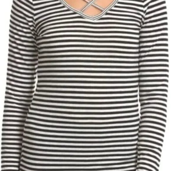 Poof Crisscross Striped Tee NWT - Picture 4 of 4